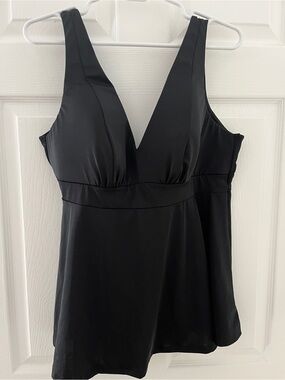 Cacique Swim Black V-Neck Tankini Top